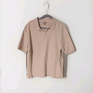 L.L.Bean Vintage Polo Shirt Men’s Large Beige Short Sleeve